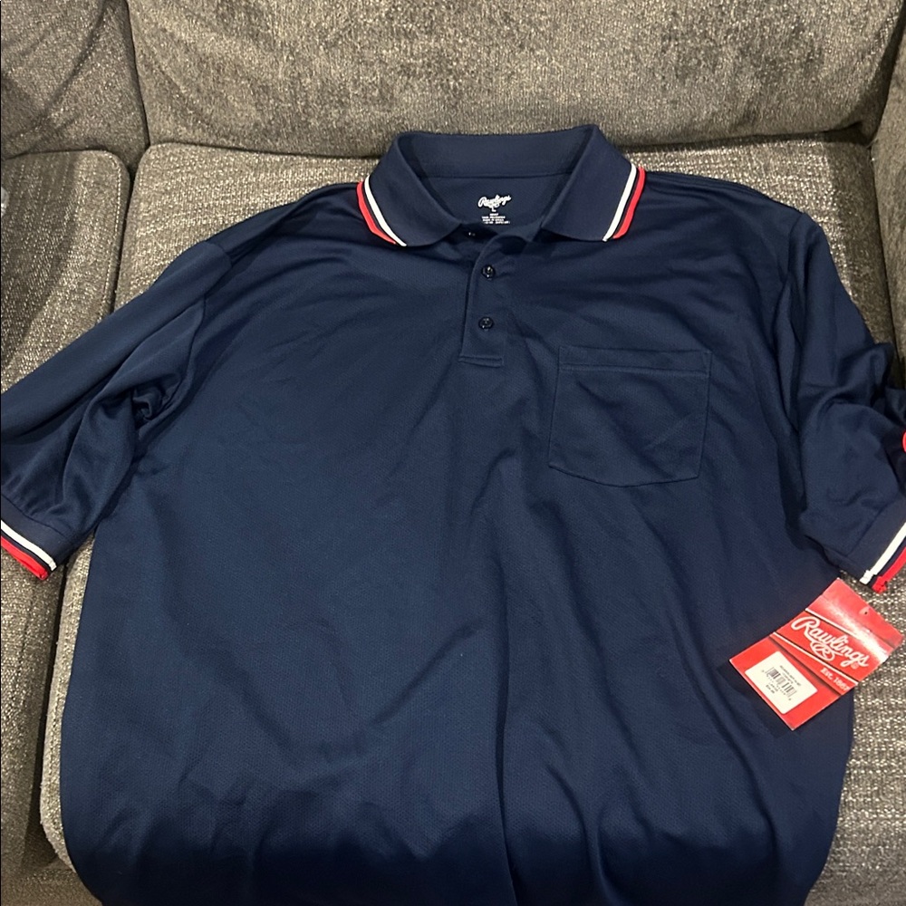 Men’s Rawlings Navy Polo with Red and White Accents